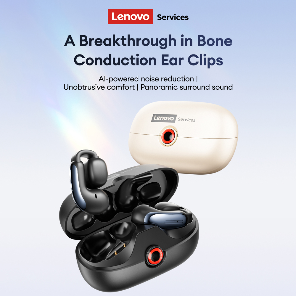 Headphones - Lenovo LES-108 Knochenleitung TWS Ohrclips Kopfhörer