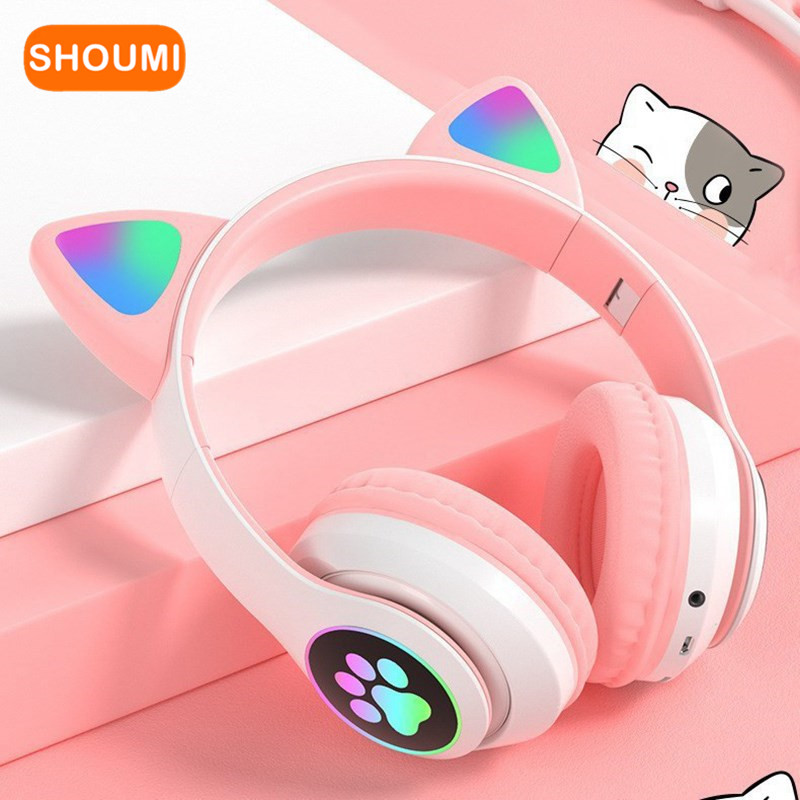 Cat Ear Bluetooth Headset Led - Blinkende LED süße Katzenohren Kopfhörer Bluetooth