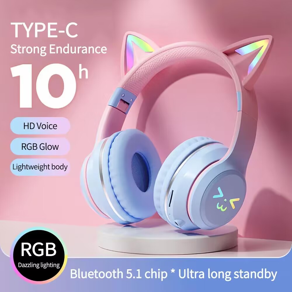 Gaming Headset With Mic Rgb - RGB Glow Kopfhörer Drahtlose Ohrhörer 5,3