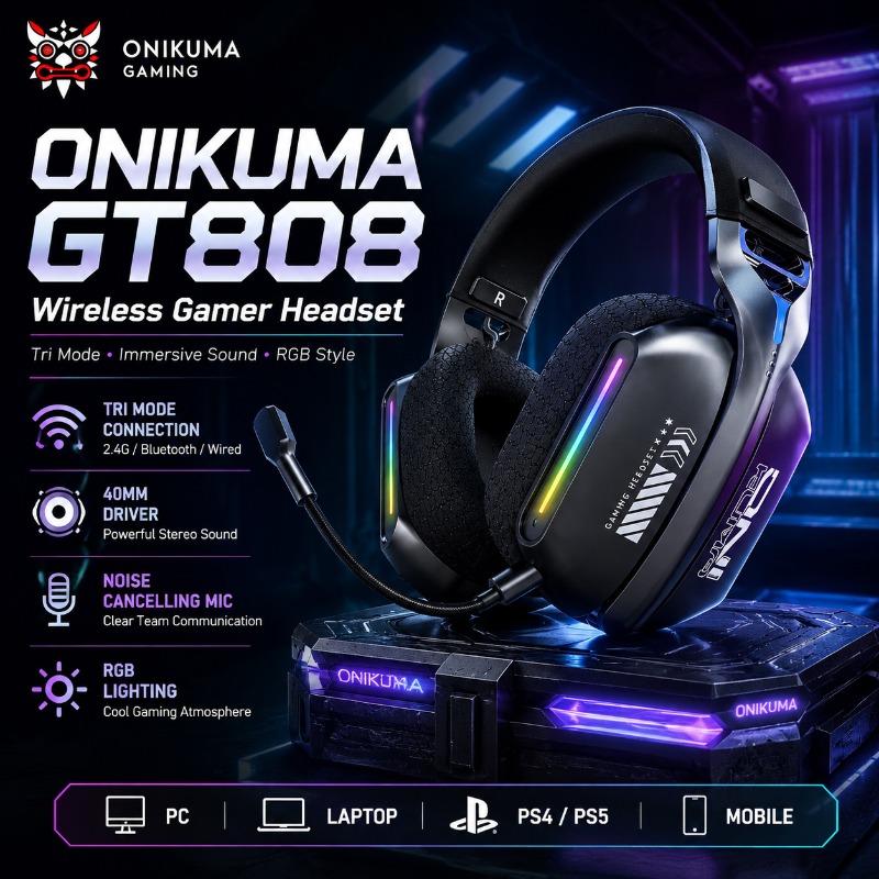 ONIKUMA GT808 Kabelloses Gamin – Gaming Headset With Mic Rgb Bewertung und Preis