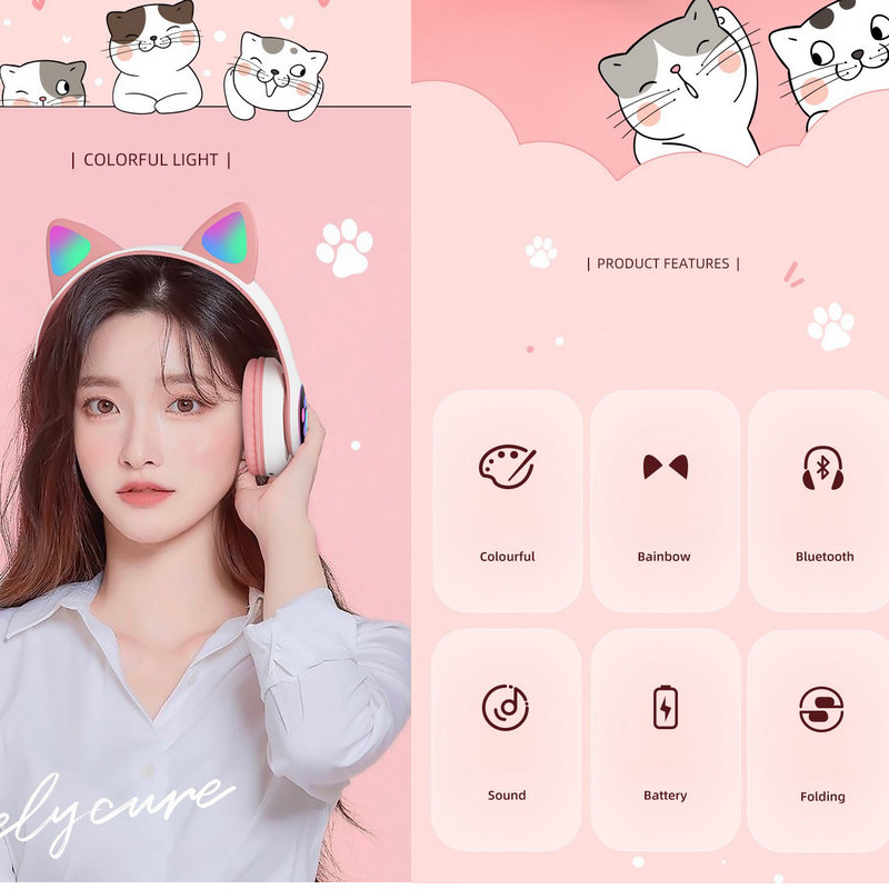 Katzenohren-Kopfhörer, Blitzli – Cat Ear Bluetooth Headset Led Bewertung und Preis